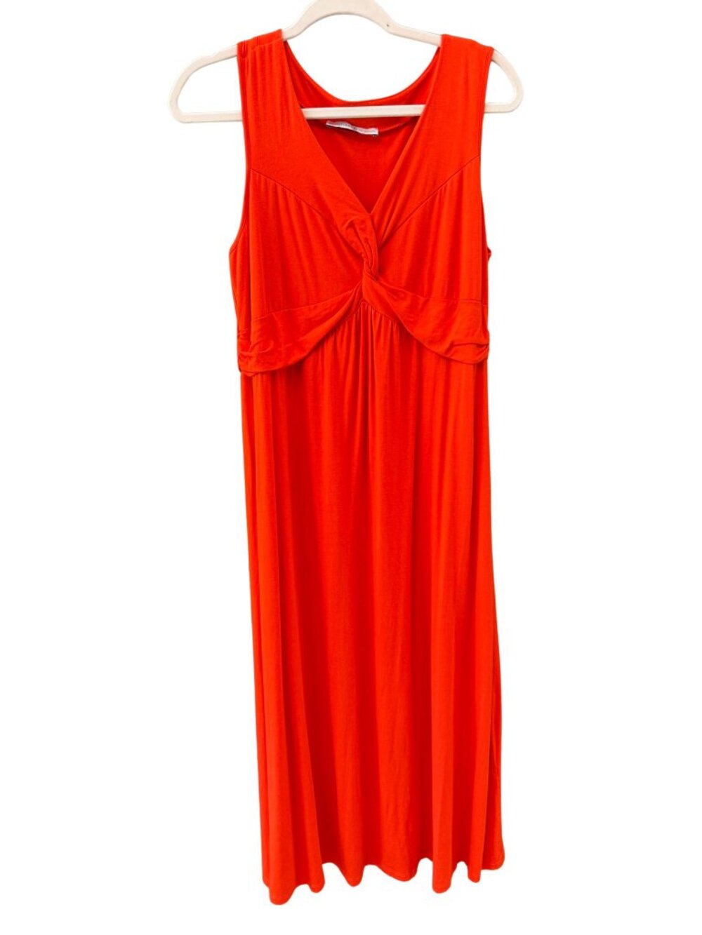 Signature Collection Orange Twist Front Maxi Dress L 12/14 Stretch Sleeveless